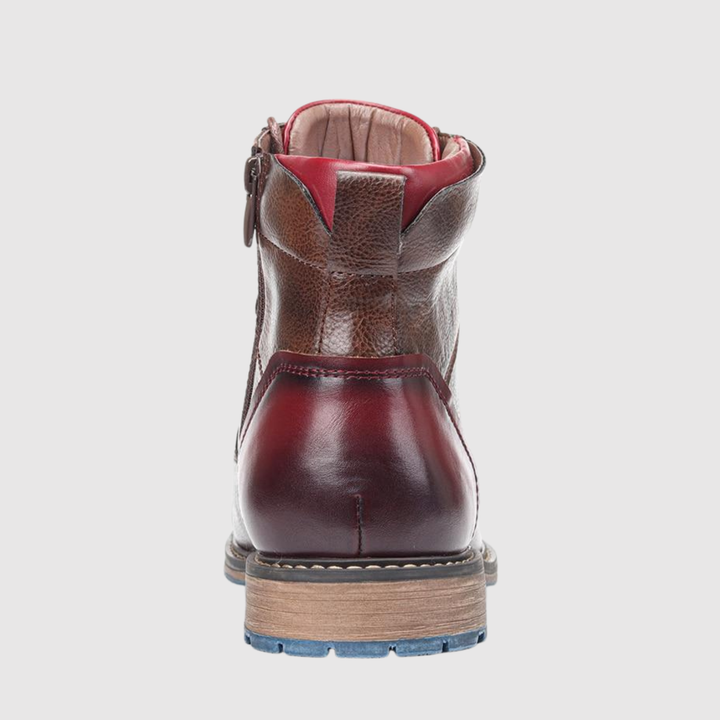 Oskar - Bottes en cuir d'hiver avec des détails rouges