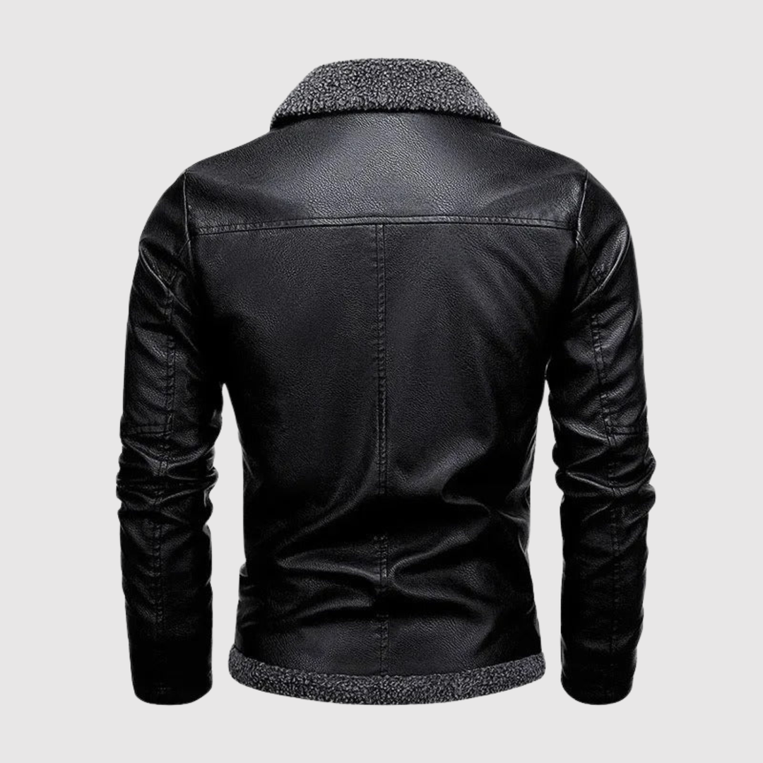 Dorian – Veste en cuir avec col chaud et finition élégante