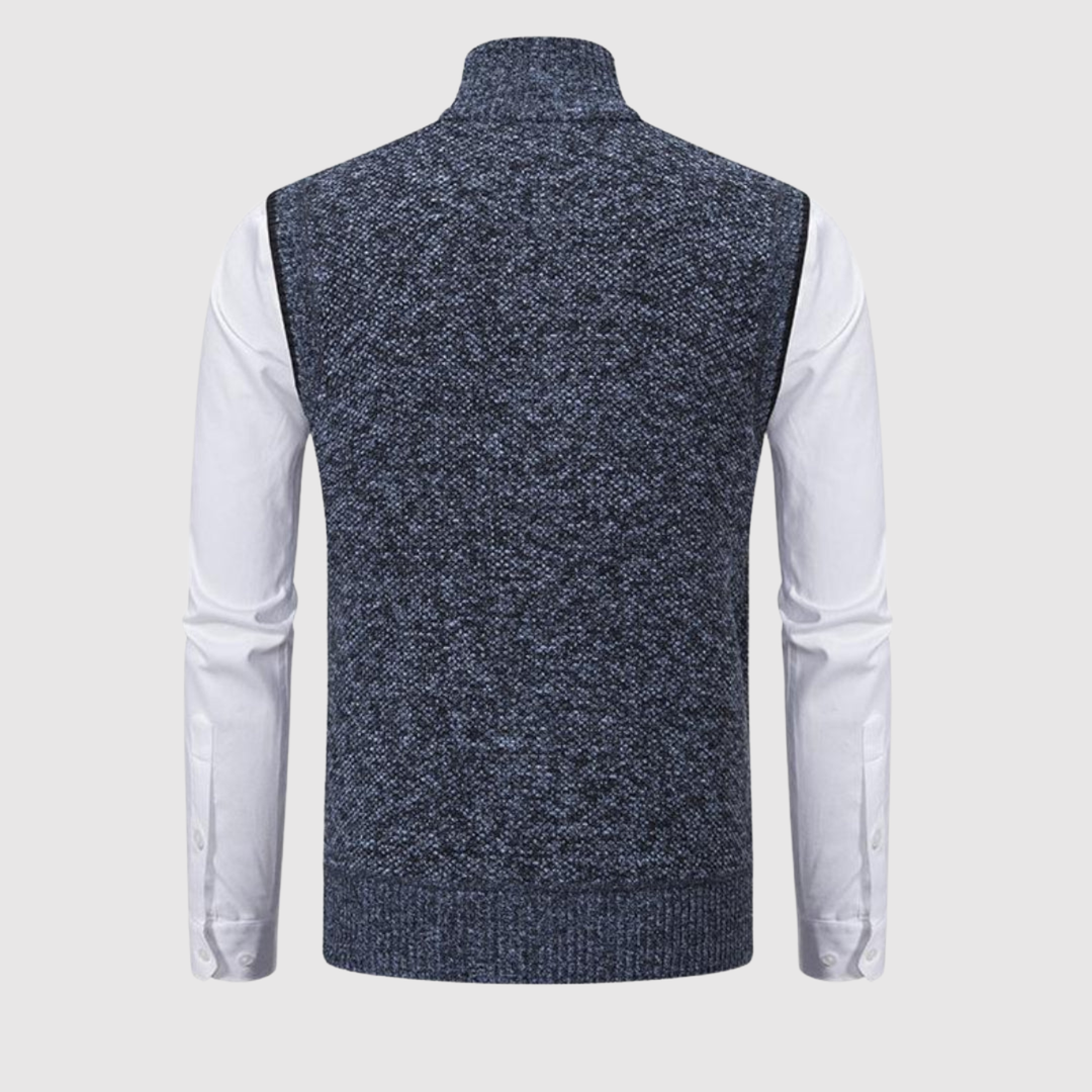 Šimon - Gilet texturé en maille pour homme avec fermeture éclair