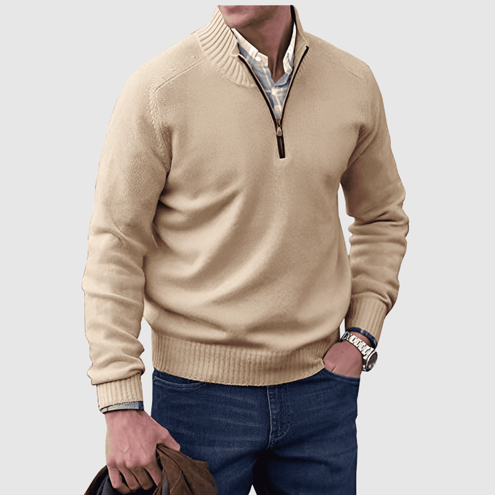Daniel – Pull à demi-zip en mélange de coton doux