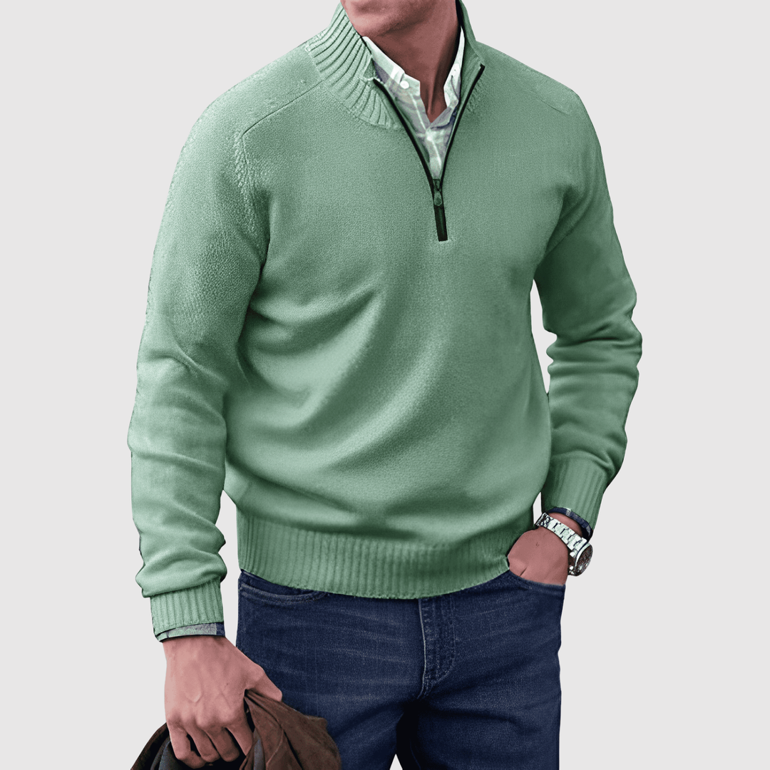 Daniel – Pull à demi-zip en mélange de coton doux