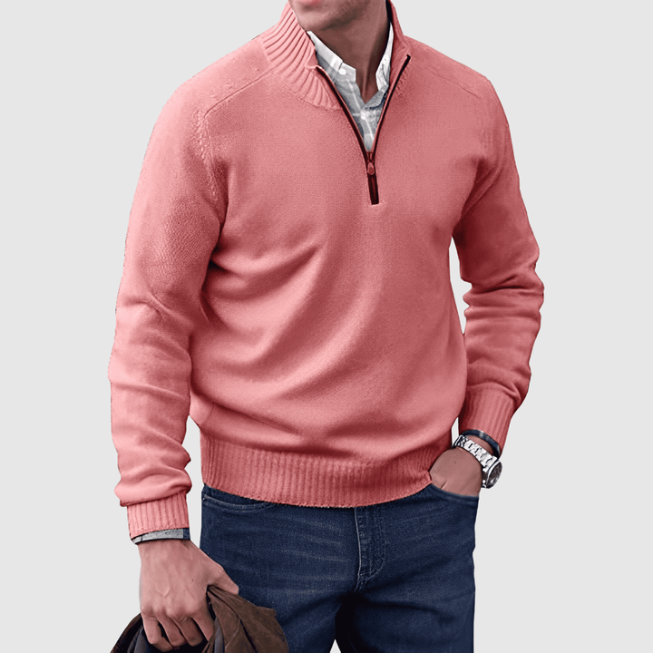 Daniel – Pull à demi-zip en mélange de coton doux