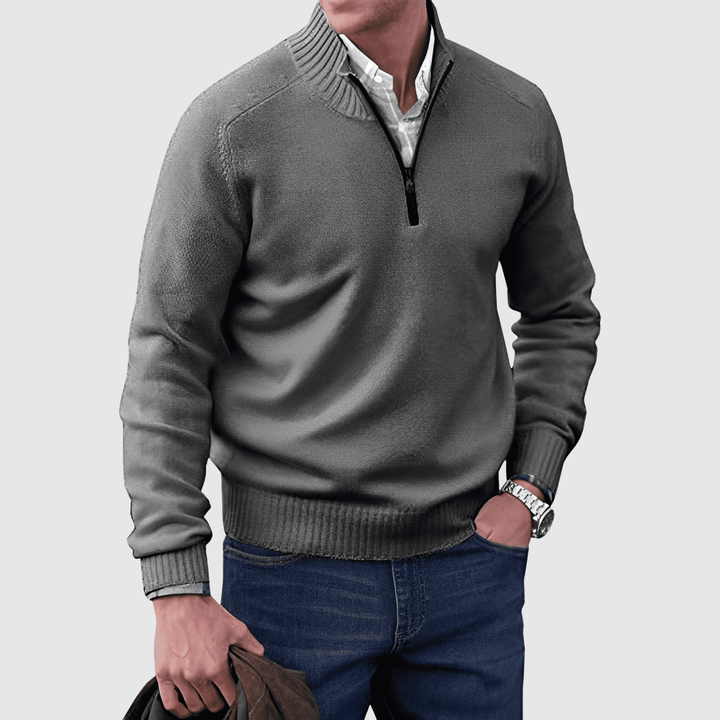 Daniel – Pull à demi-zip en mélange de coton doux