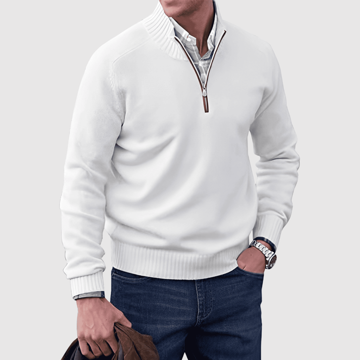 Daniel – Pull à demi-zip en mélange de coton doux