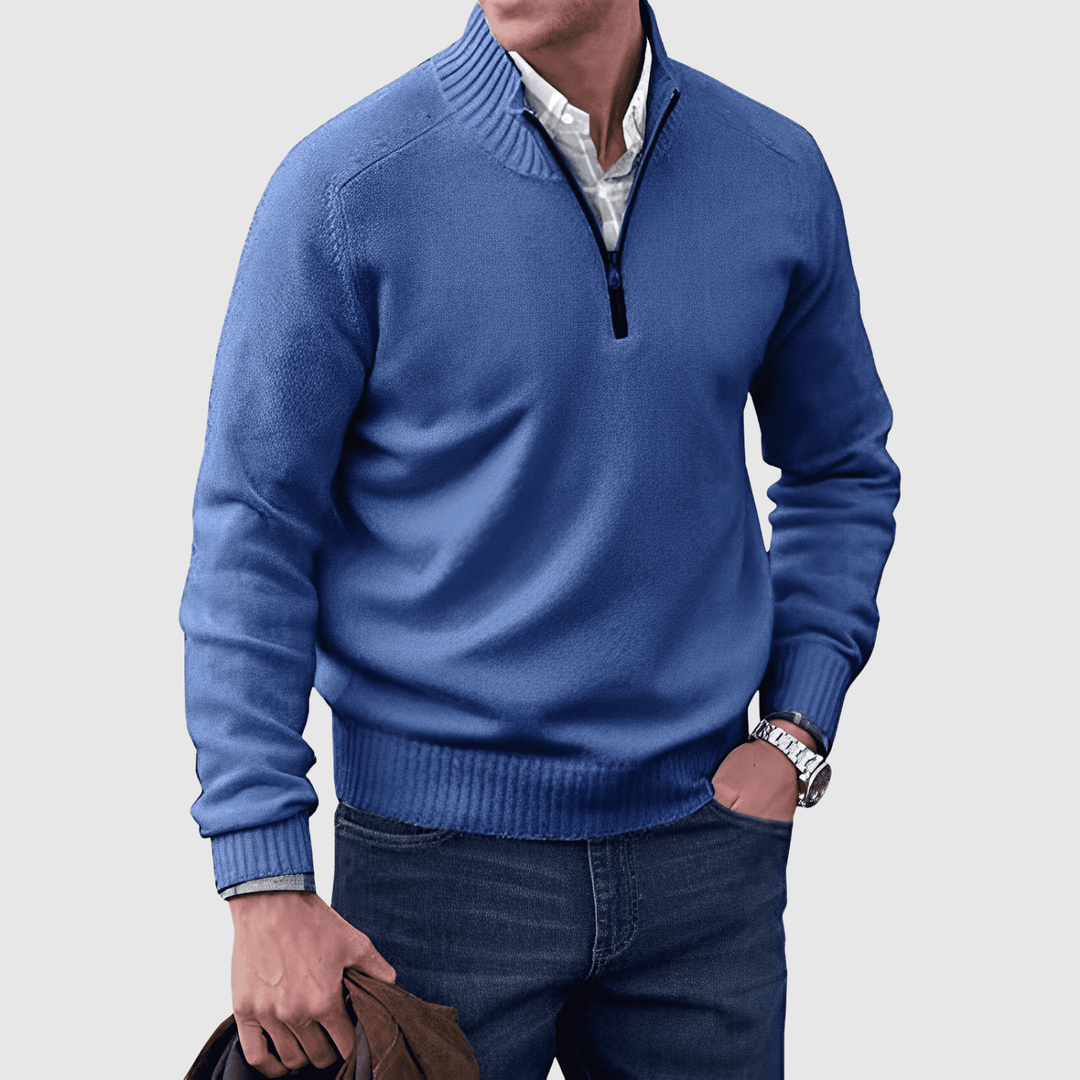 Daniel – Pull à demi-zip en mélange de coton doux