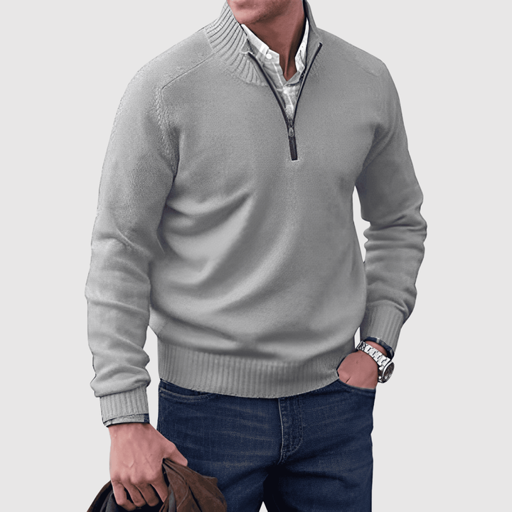 Daniel – Pull à demi-zip en mélange de coton doux
