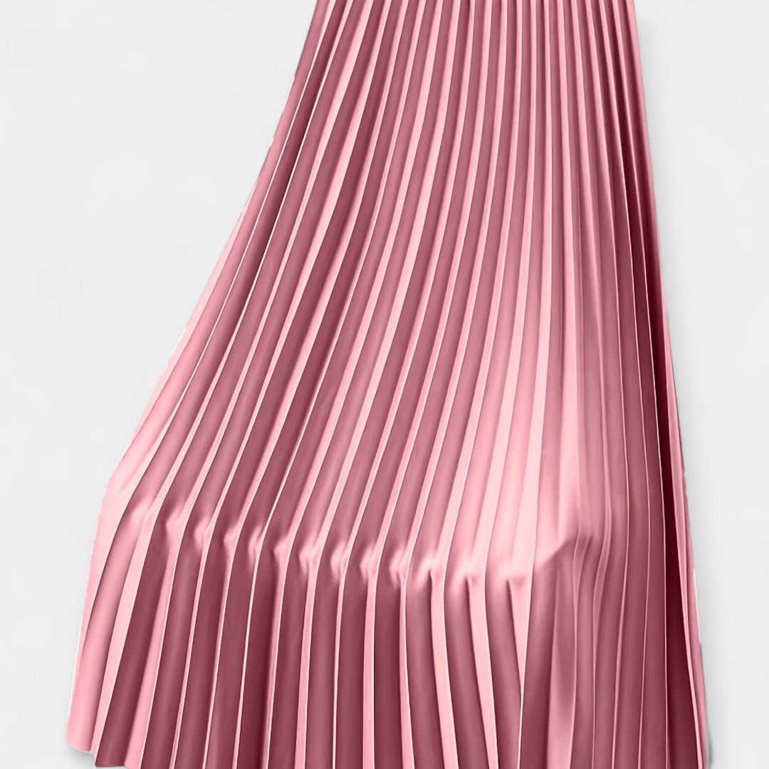 Jupe Longue Plissée en Satin