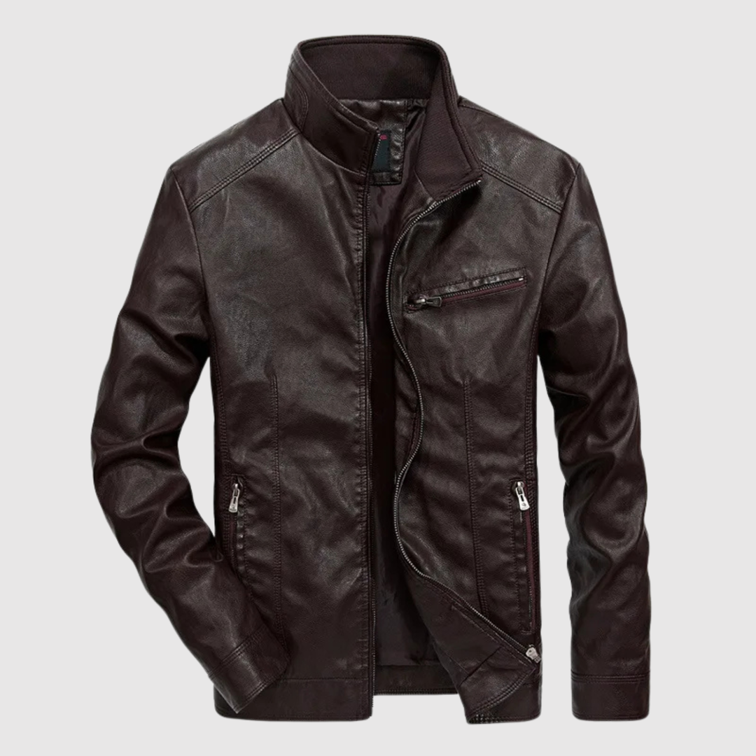 Dorian – Veste en cuir avec fermeture éclair et caractère urbain