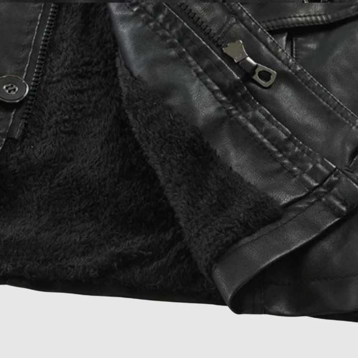 Dorian – Long manteau en cuir avec col haut