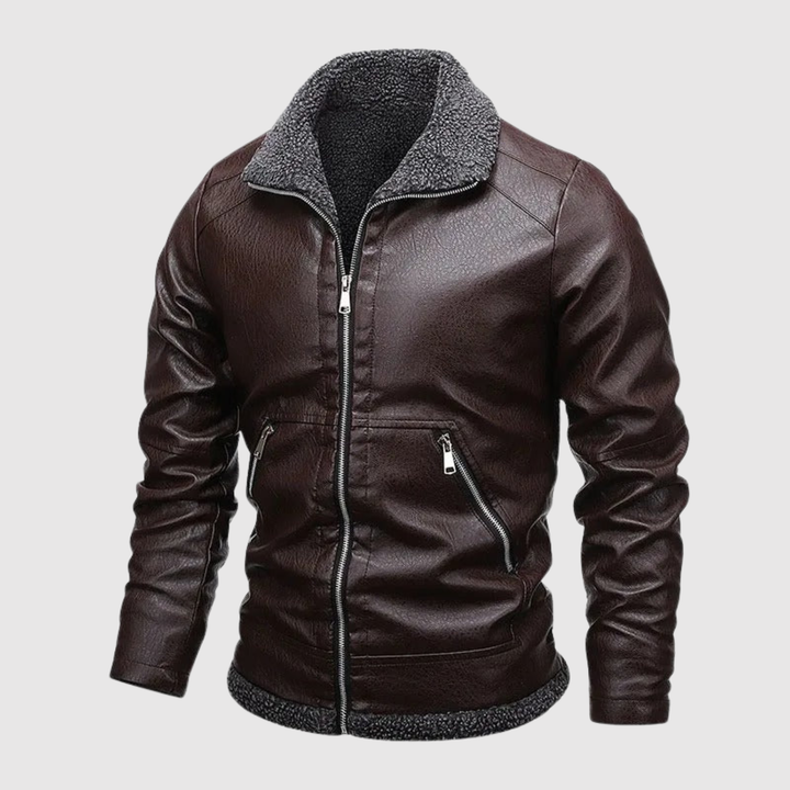 Dorian – Veste en cuir avec col chaud et finition élégante