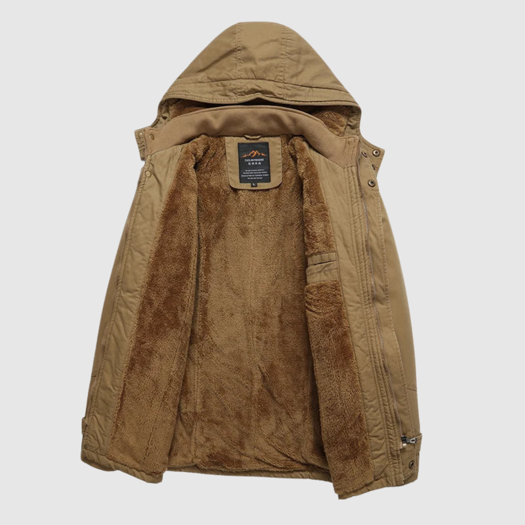 Marek – Veste d'hiver en laine avec ceinture et capuche