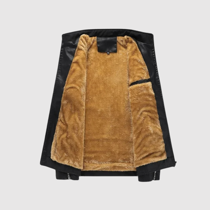 Dorian – Veste en cuir avec doublure contrastante et caractère élégant