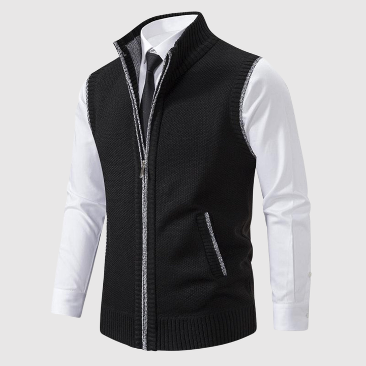 Šimon - Gilet texturé en maille pour homme avec fermeture éclair
