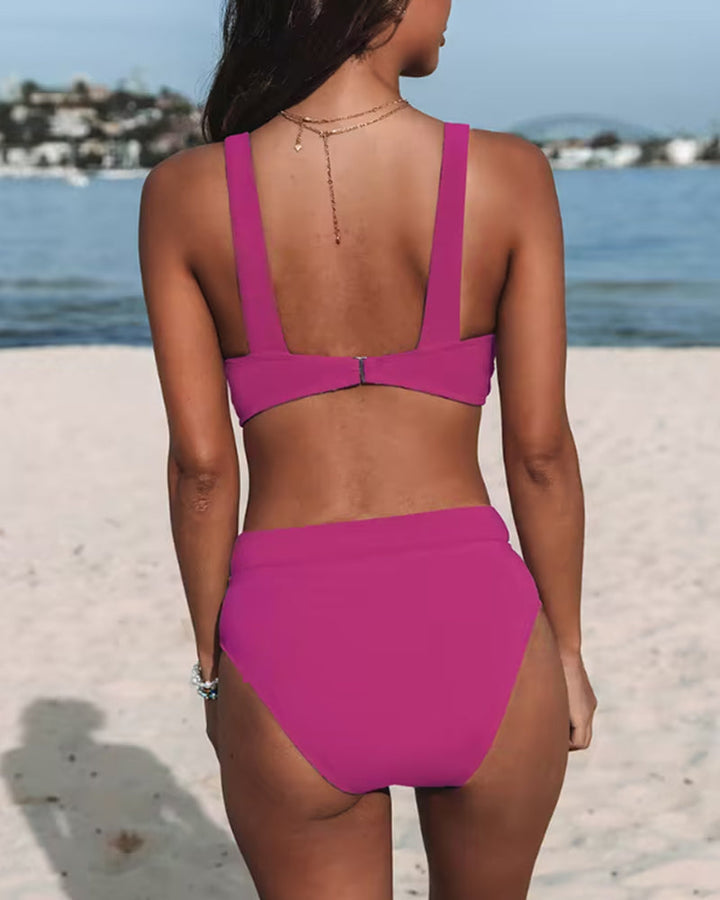 Wieke - Bikini uni à taille haute