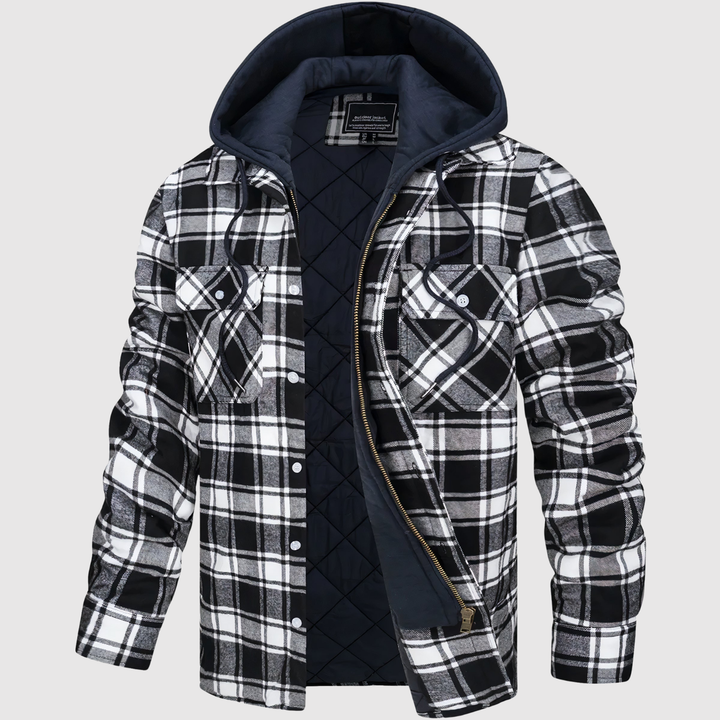 Šimon – Veste en laine à carreaux avec capuche