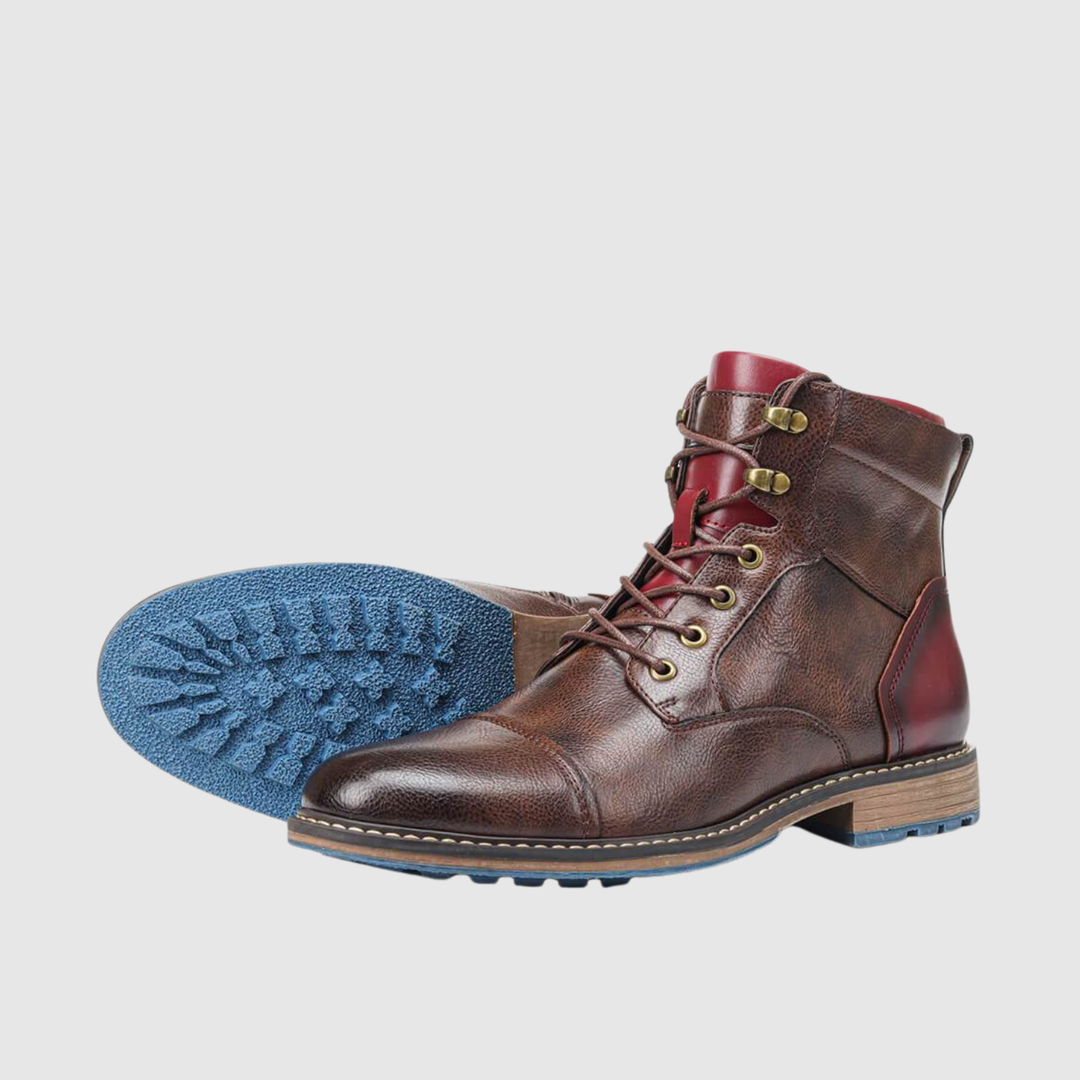 Oskar - Bottes en cuir d'hiver avec des détails rouges
