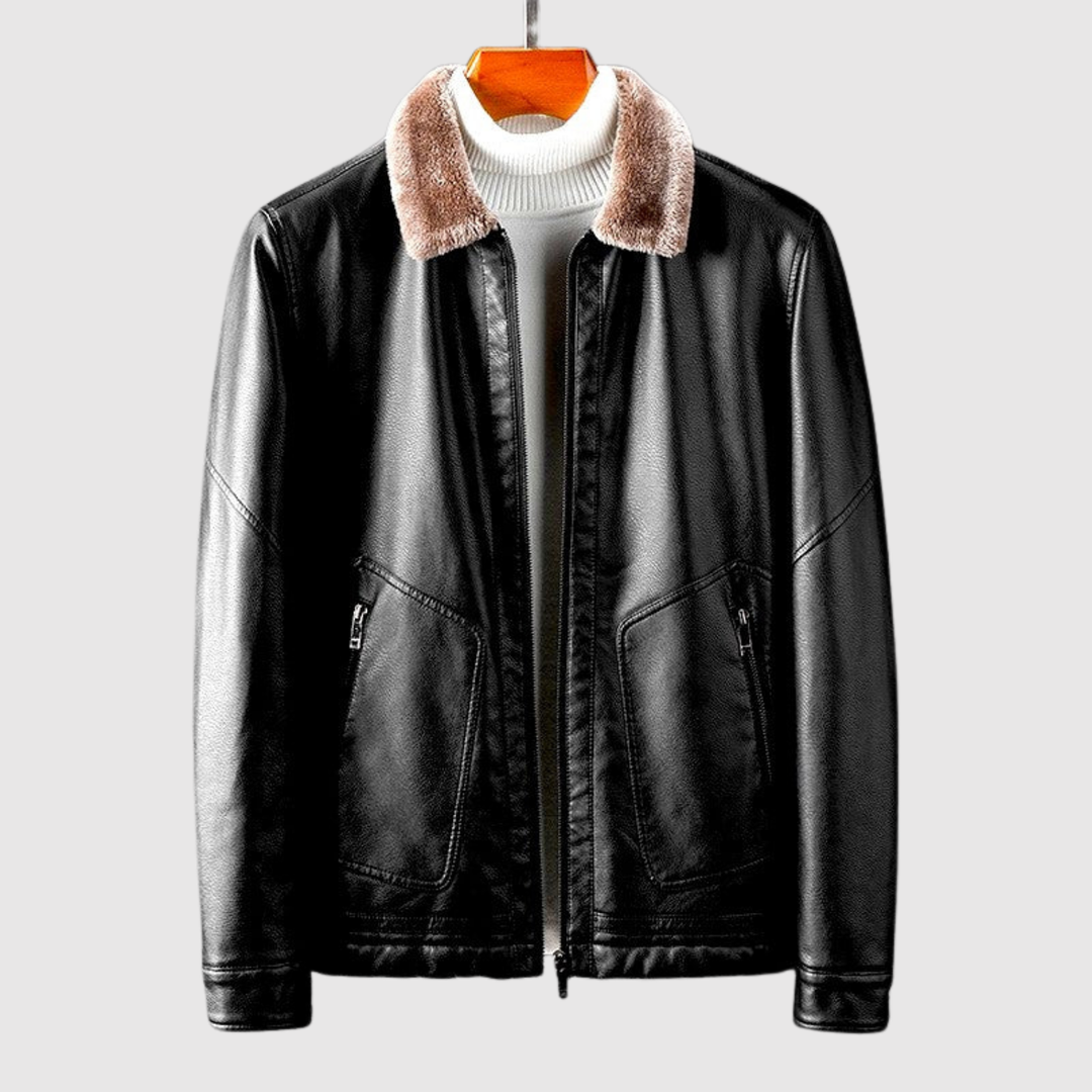 Dorian – Veste en cuir avec col en fausse fourrure