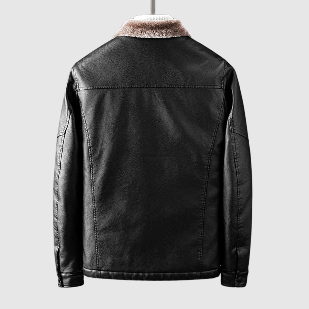 Dorian – Veste en cuir avec col en fausse fourrure