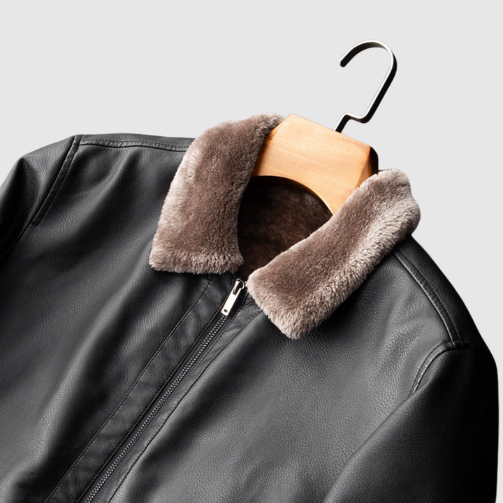 Dorian – Veste en cuir avec col en fausse fourrure