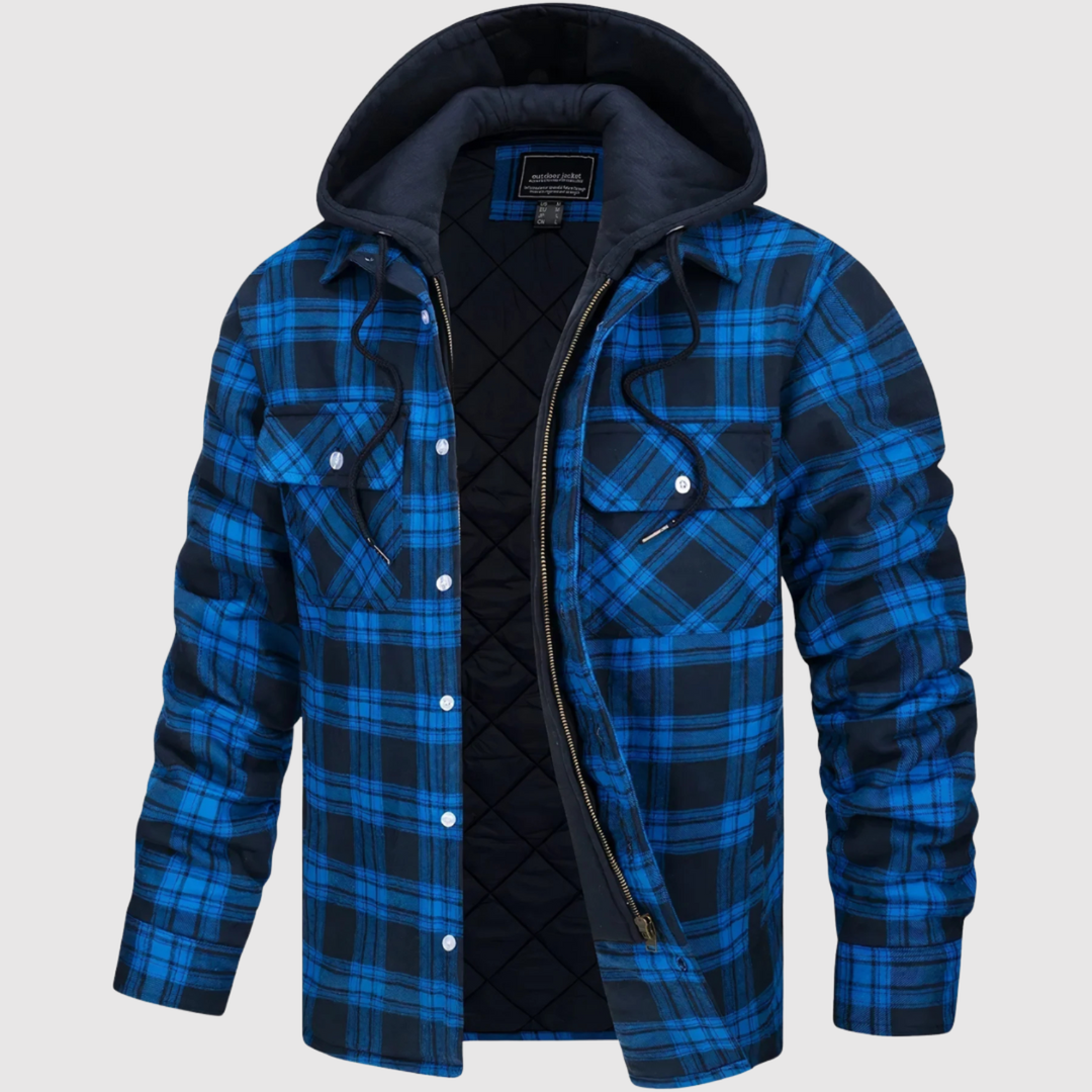 Šimon – Veste en laine à carreaux avec capuche