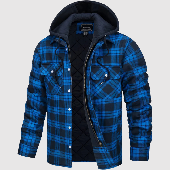 Šimon – Veste en laine à carreaux avec capuche