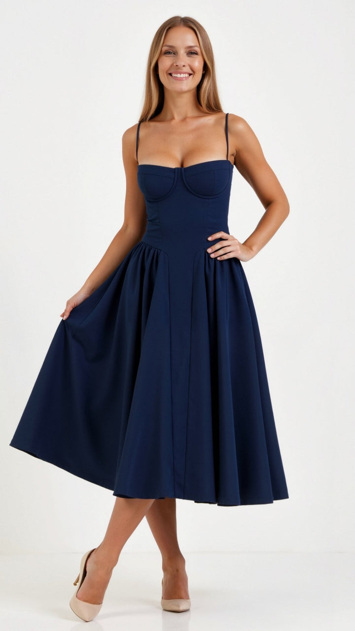 Odete - Robe midi avec corsage structuré
