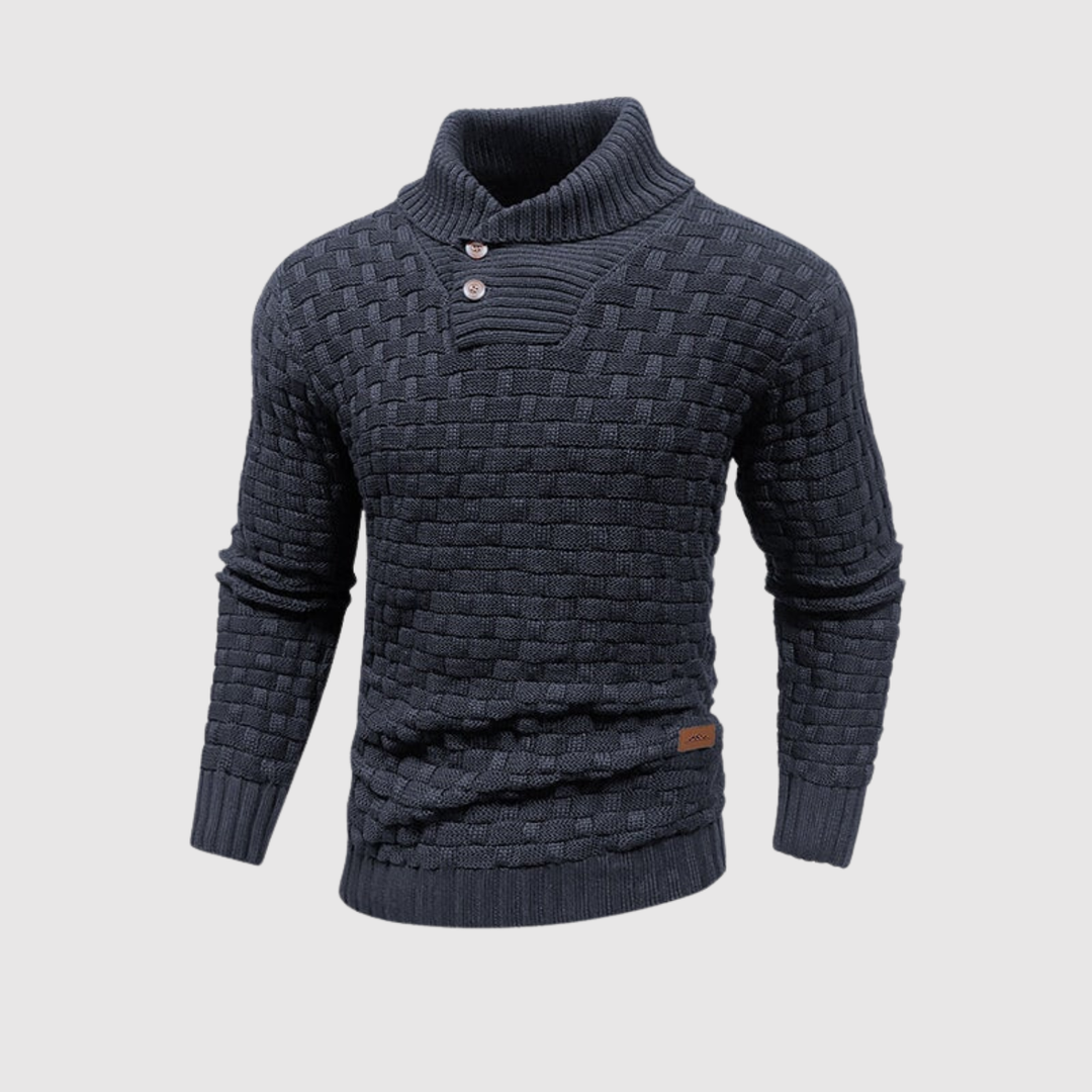 Daniel – Pull pour homme en tricot avec boutons et col montant