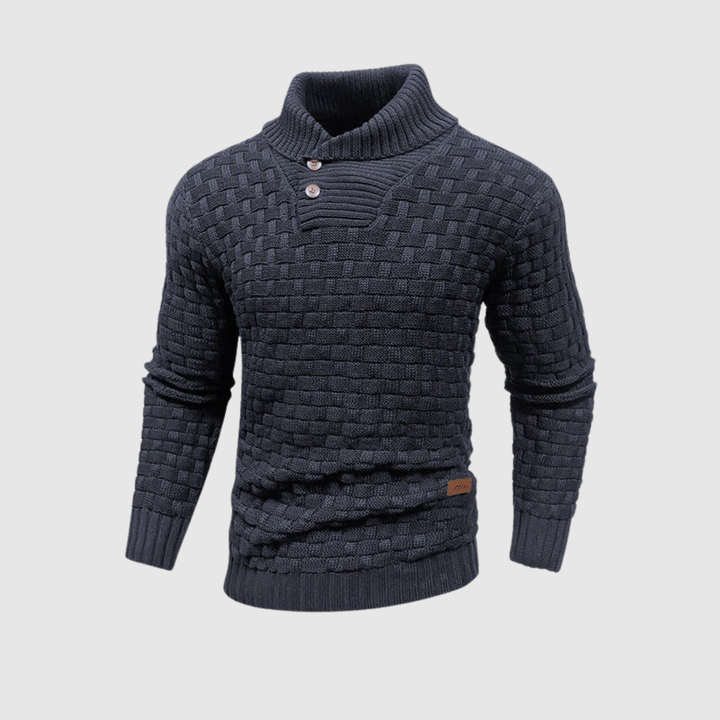 Daniel – Pull pour homme en tricot avec boutons et col montant