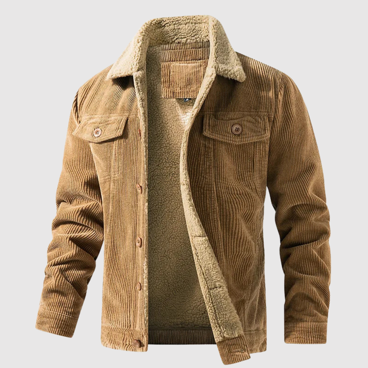 Marek – Veste en velours chaud avec doublure en teddy et finition vintage