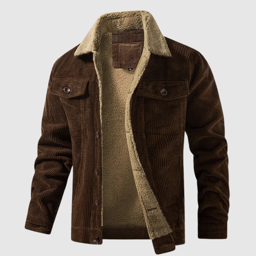 Marek – Veste en velours chaud avec doublure en teddy et finition vintage