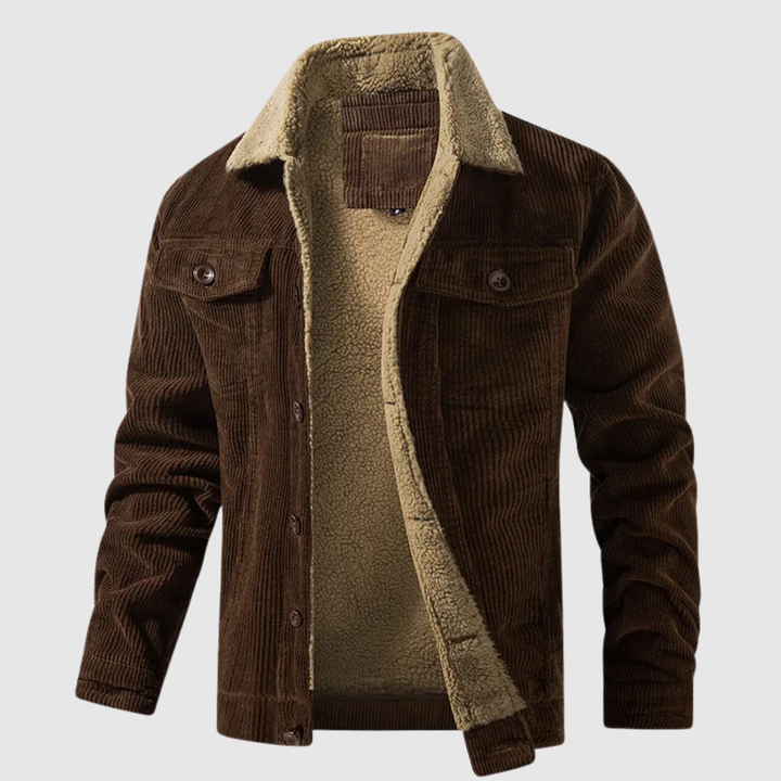 Marek – Veste en velours chaud avec doublure en teddy et finition vintage