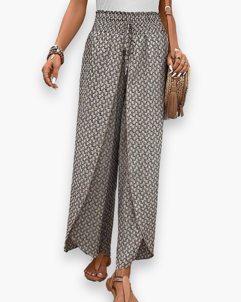 Justine - Pantalon Large Léger Élégance Décontractée Femme
