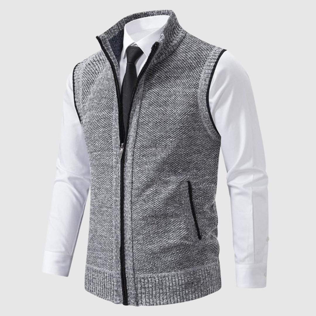 Šimon - Gilet texturé en maille pour homme avec fermeture éclair