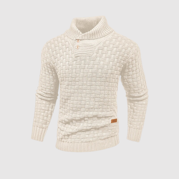 Daniel – Pull pour homme en tricot avec boutons et col montant