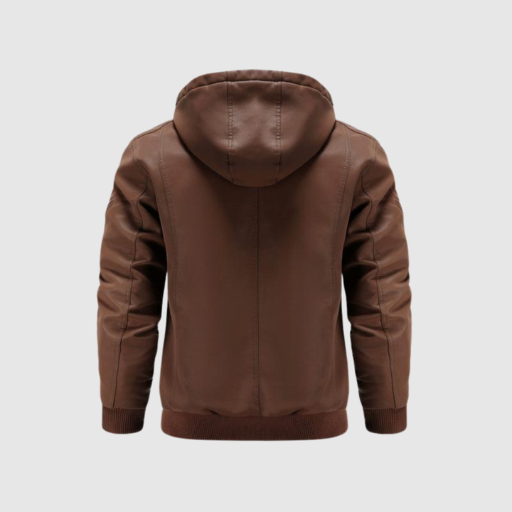 Marek – Veste pour homme en cuir écologique avec capuche