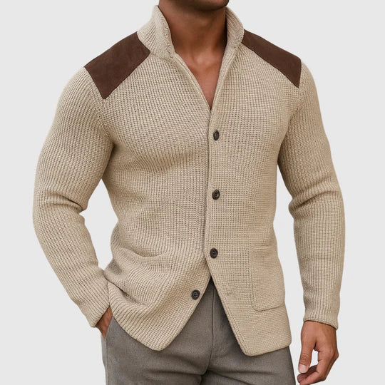 Šimon – Cardigan tressé élégant avec des épaules contrastées