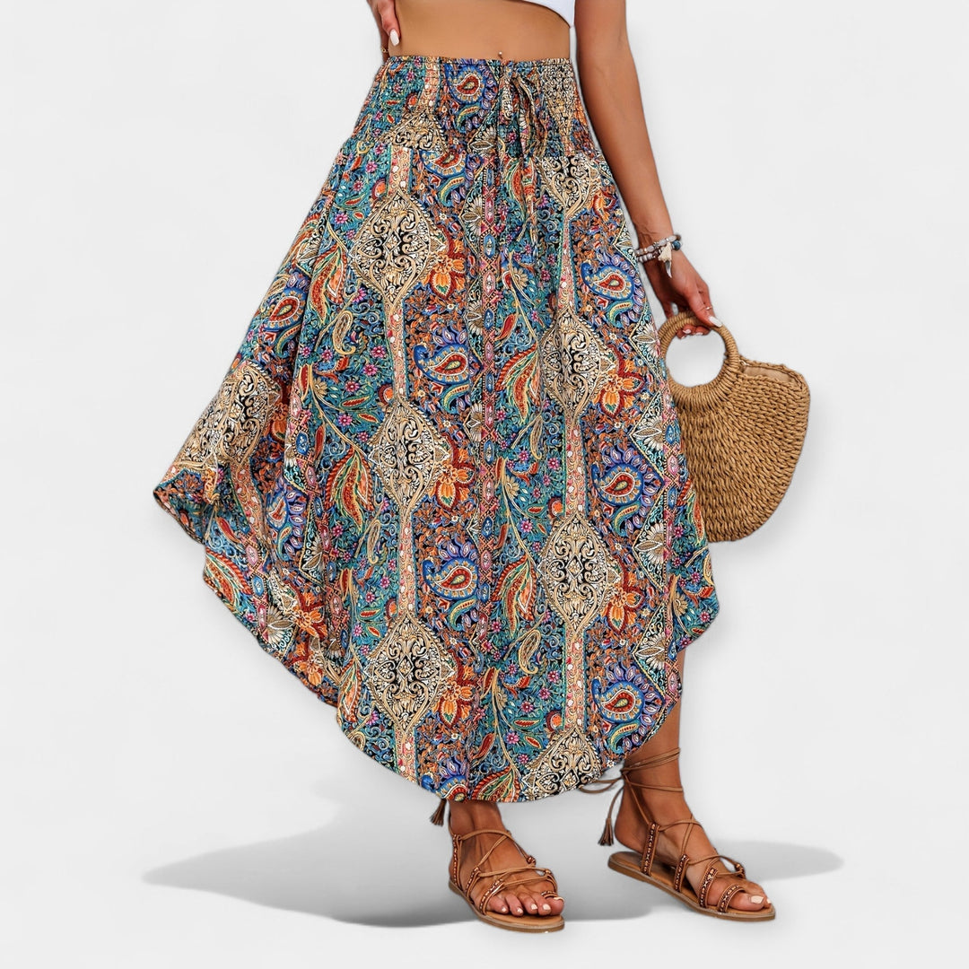 Jupe Midi Florale Taille Haute