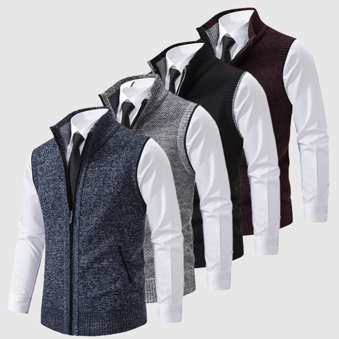 Šimon - Gilet texturé en maille pour homme avec fermeture éclair