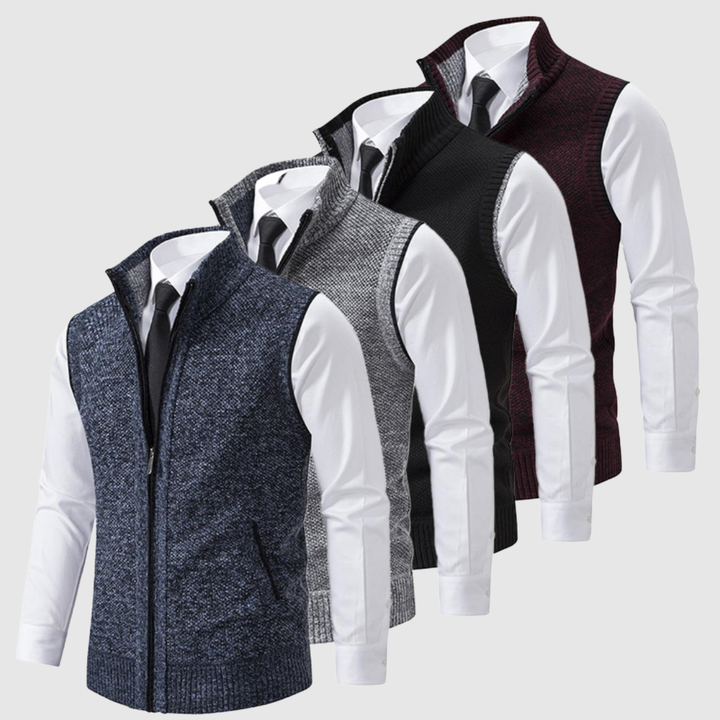 Šimon - Gilet texturé en maille pour homme avec fermeture éclair