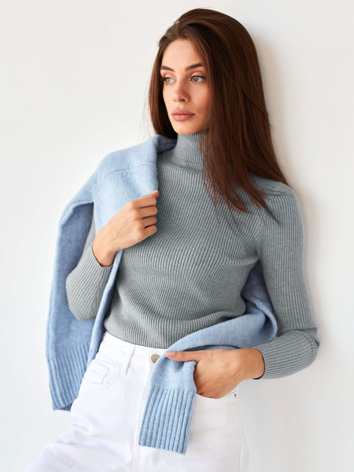 Éléonore - Pull Col Roulé Classique Intemporel Femme