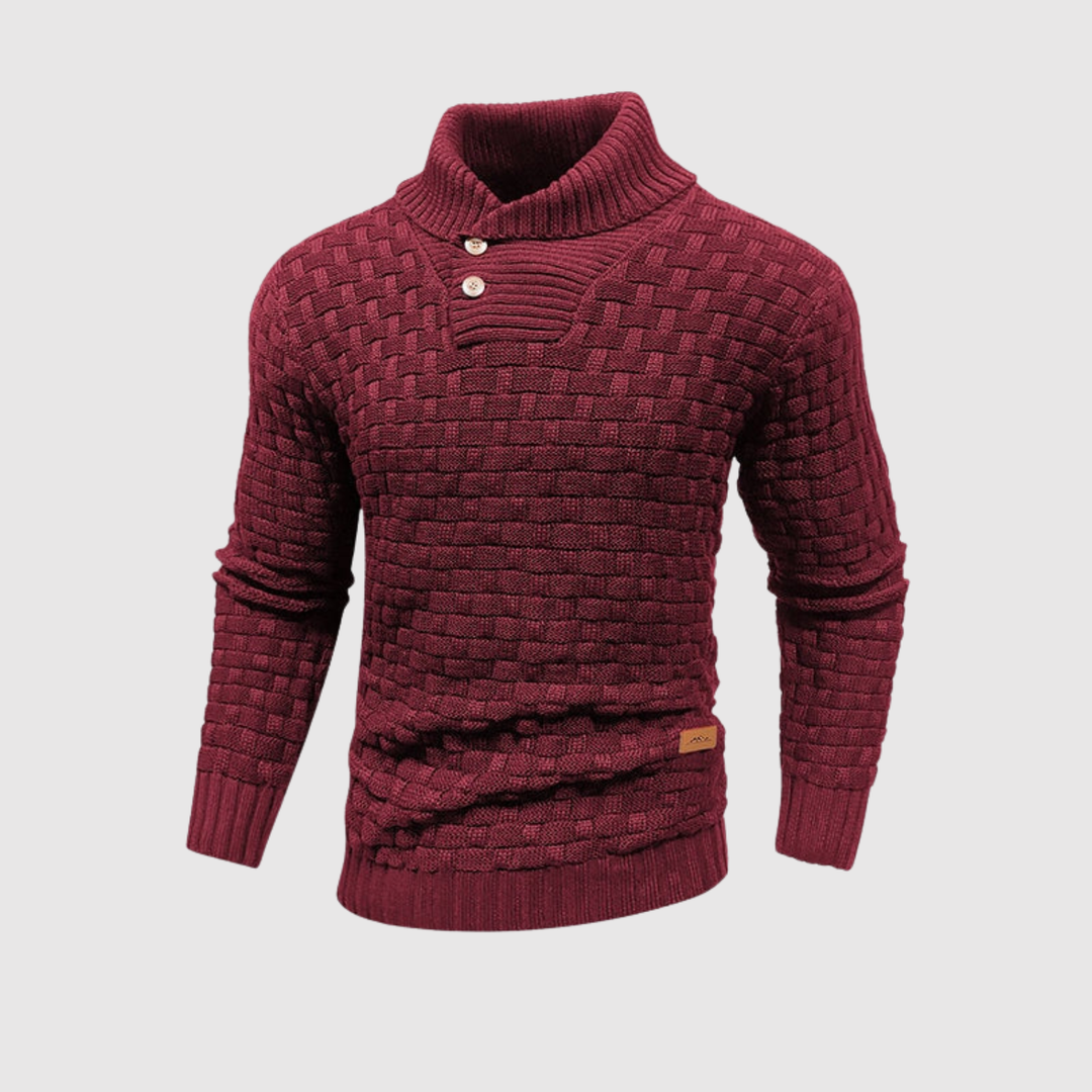 Daniel – Pull pour homme en tricot avec boutons et col montant