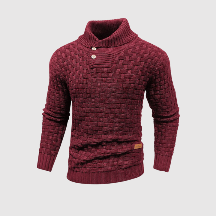 Daniel – Pull pour homme en tricot avec boutons et col montant