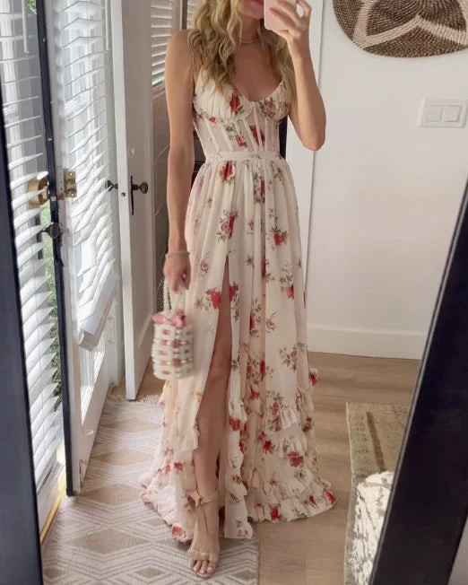 Sónia - Robe midi à imprimé floral