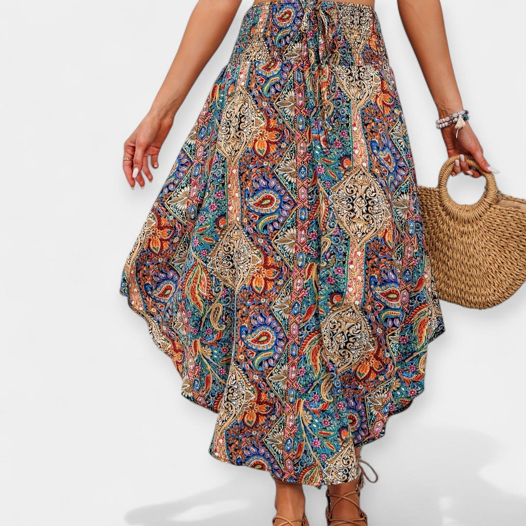 Jupe Midi Florale Taille Haute