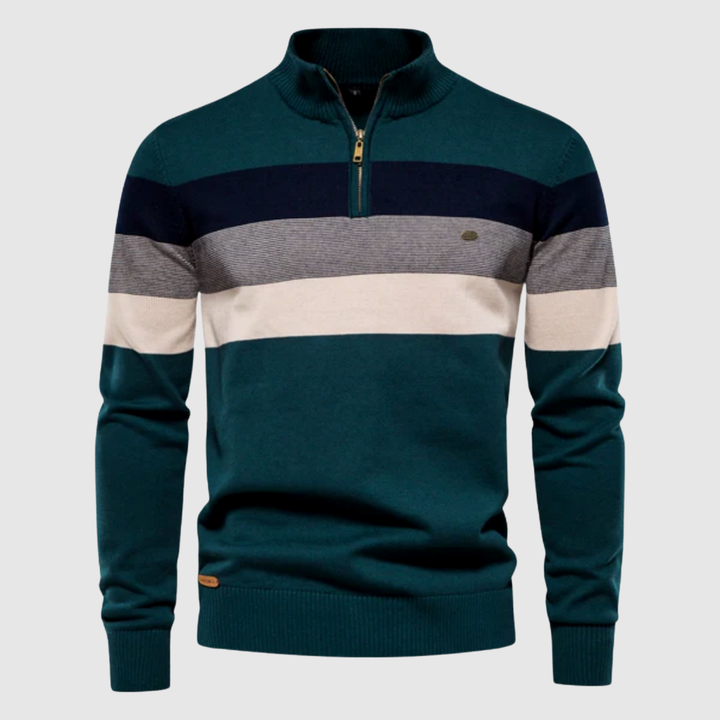Daniel – Pull à col zippé et larges bandes