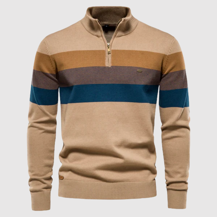 Daniel – Pull à col zippé et larges bandes