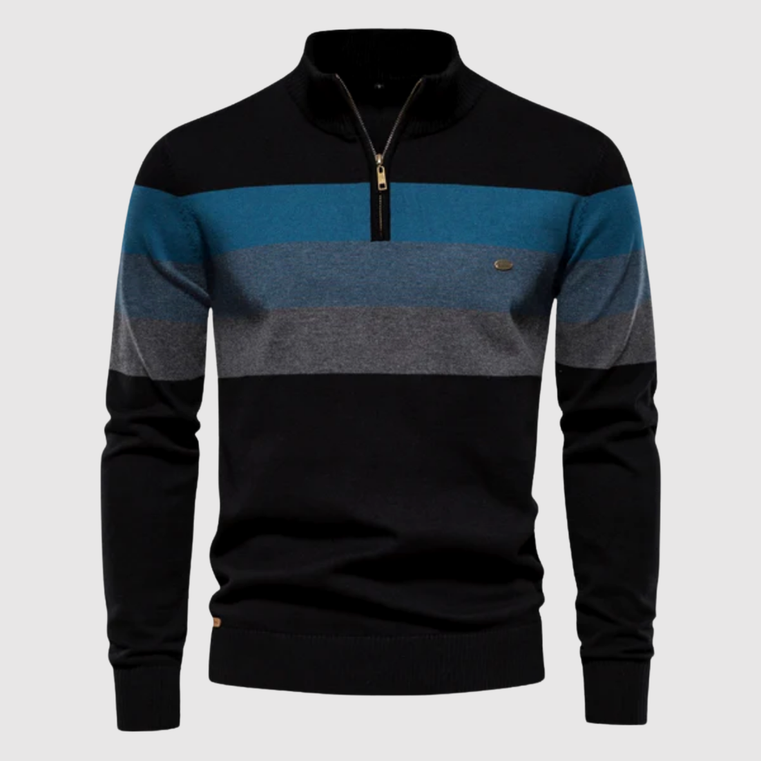 Daniel – Pull à col zippé et larges bandes