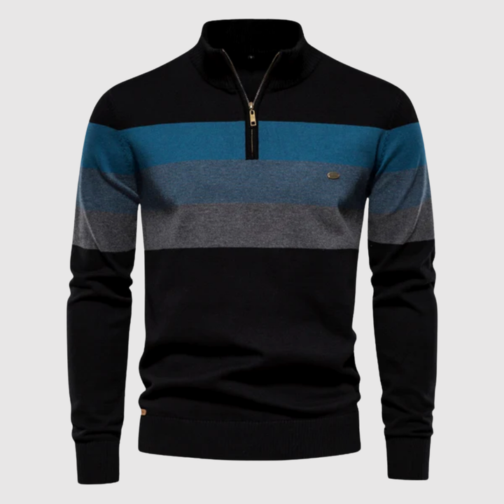 Daniel – Pull à col zippé et larges bandes