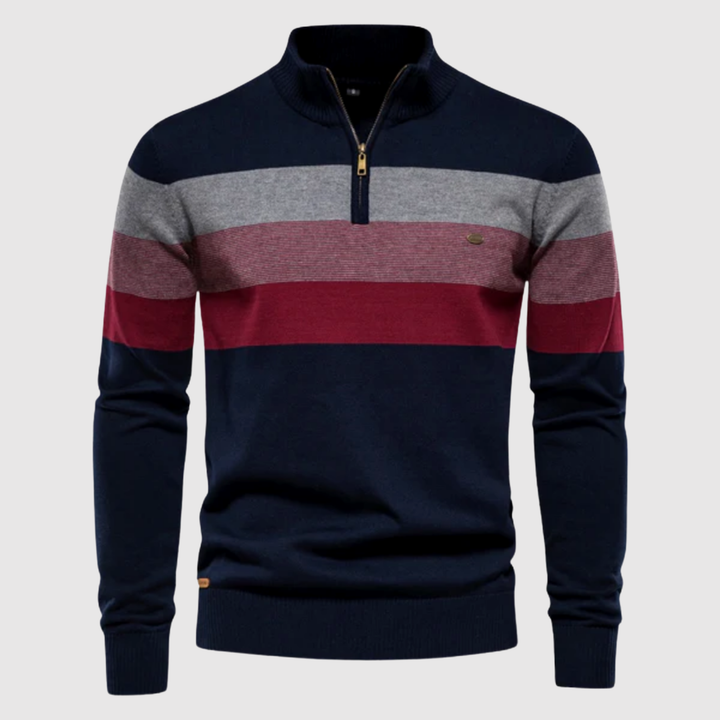Daniel – Pull à col zippé et larges bandes