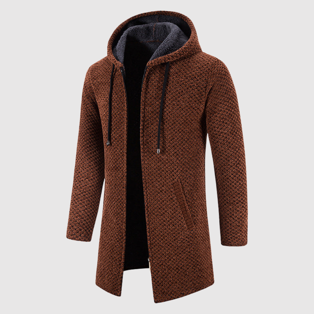 Marek - Pull long en tricot avec capuche